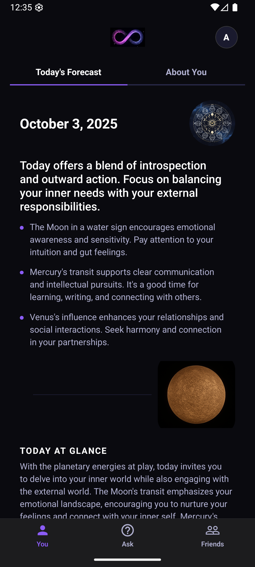 Daily Horoscope Screen